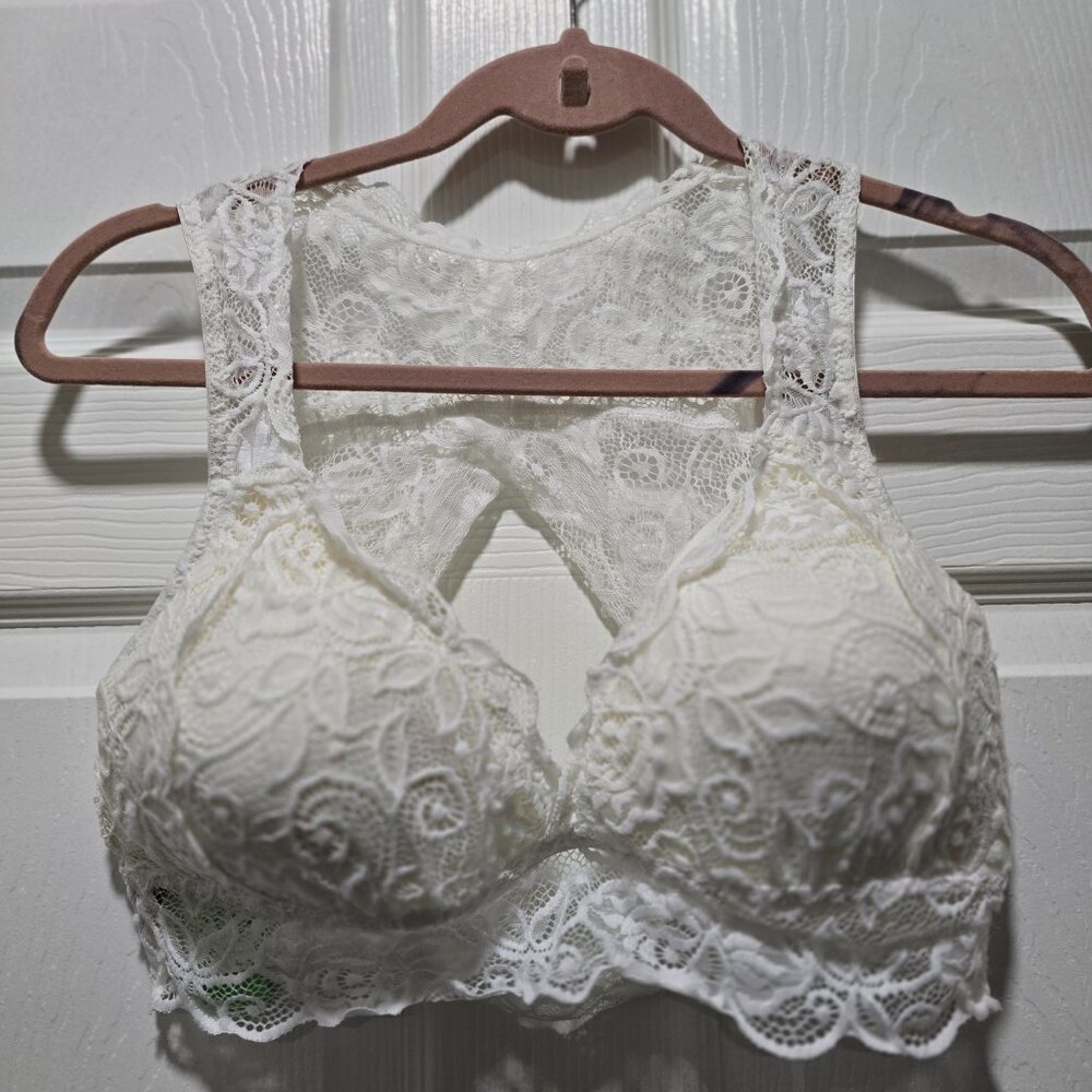 Womens Lace Bralette XL Cream Whimsigoth Coquette Fairy Romantic Sexy